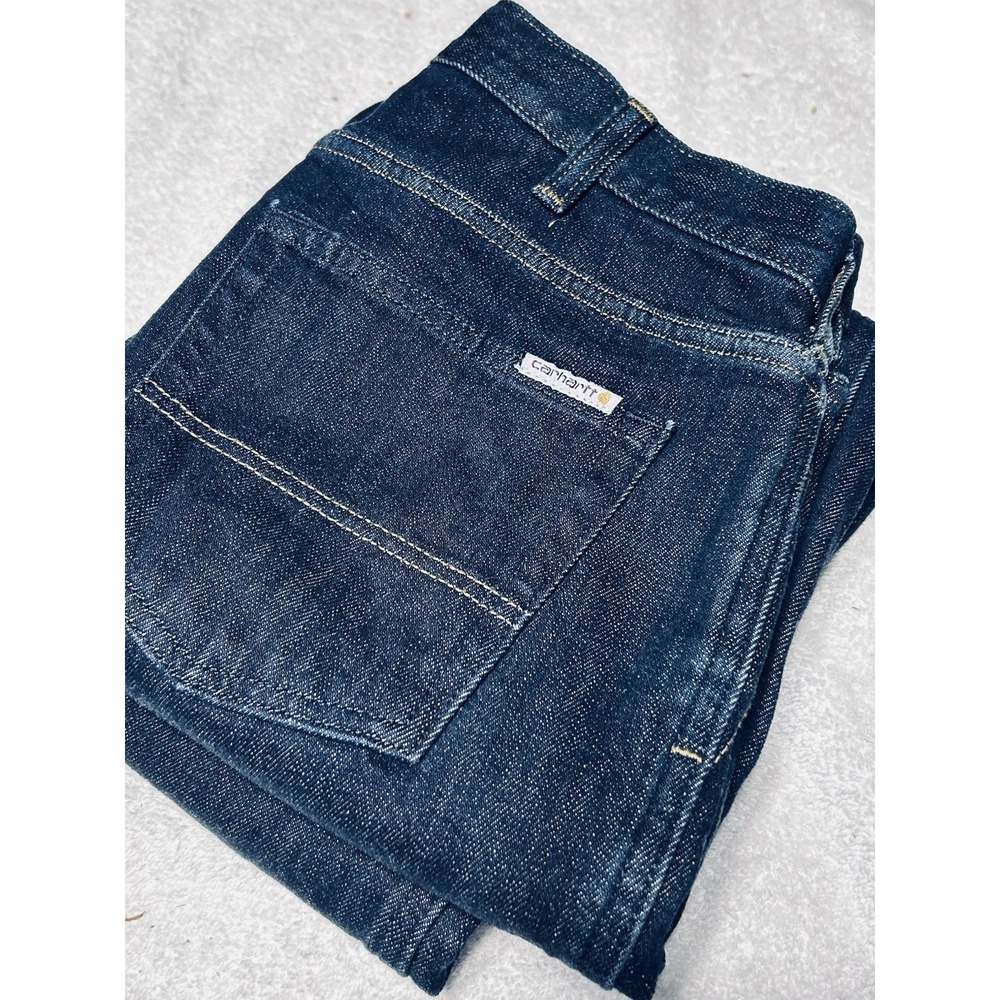 Carhartt Women's Blaine Flannel-Lined Straight Leg Jeans 6 Dark Wash FLAWLESS